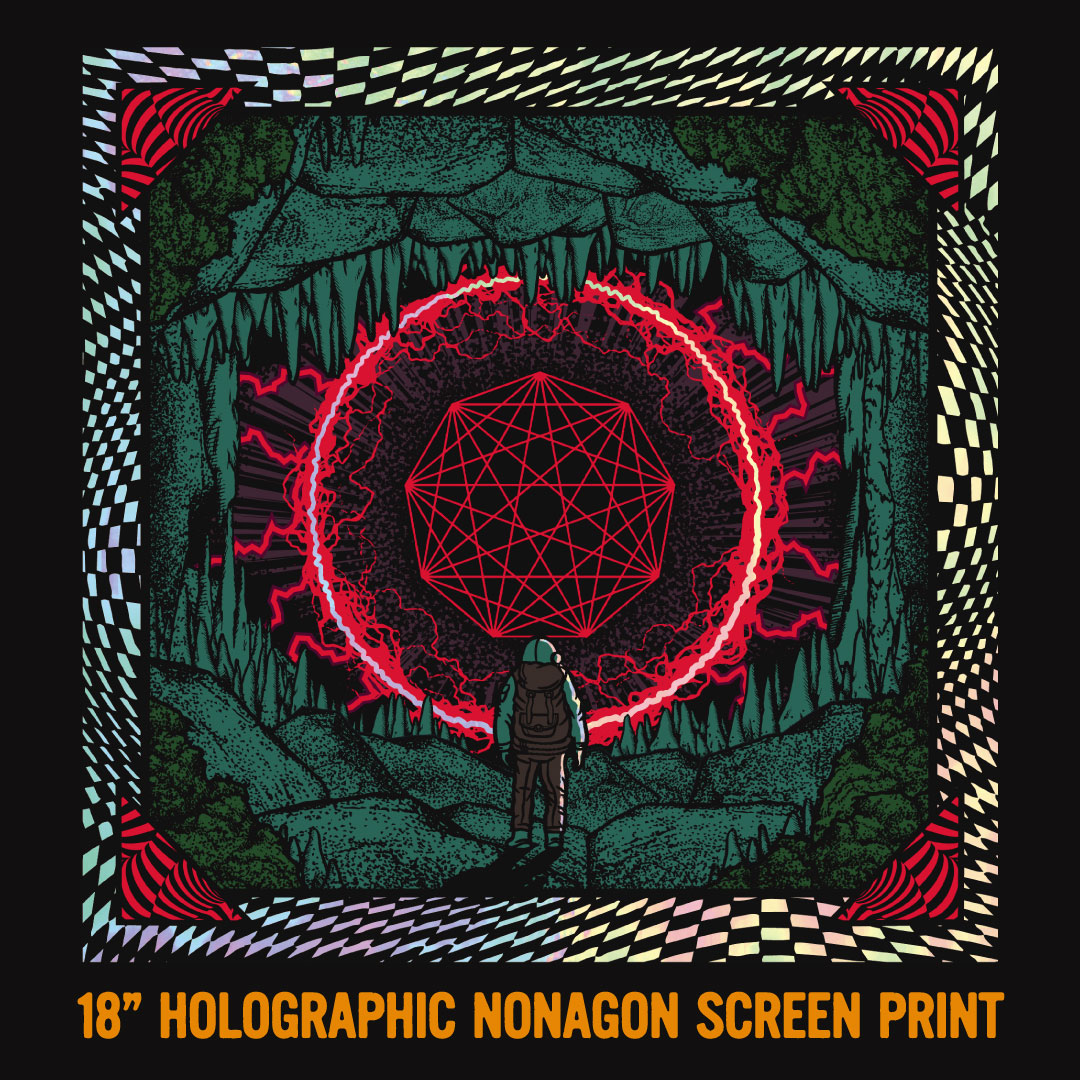 King Gizzard & The Lizard Wizard -  18x18" Nonagon Art Print (Holographic Rainbow Foil)