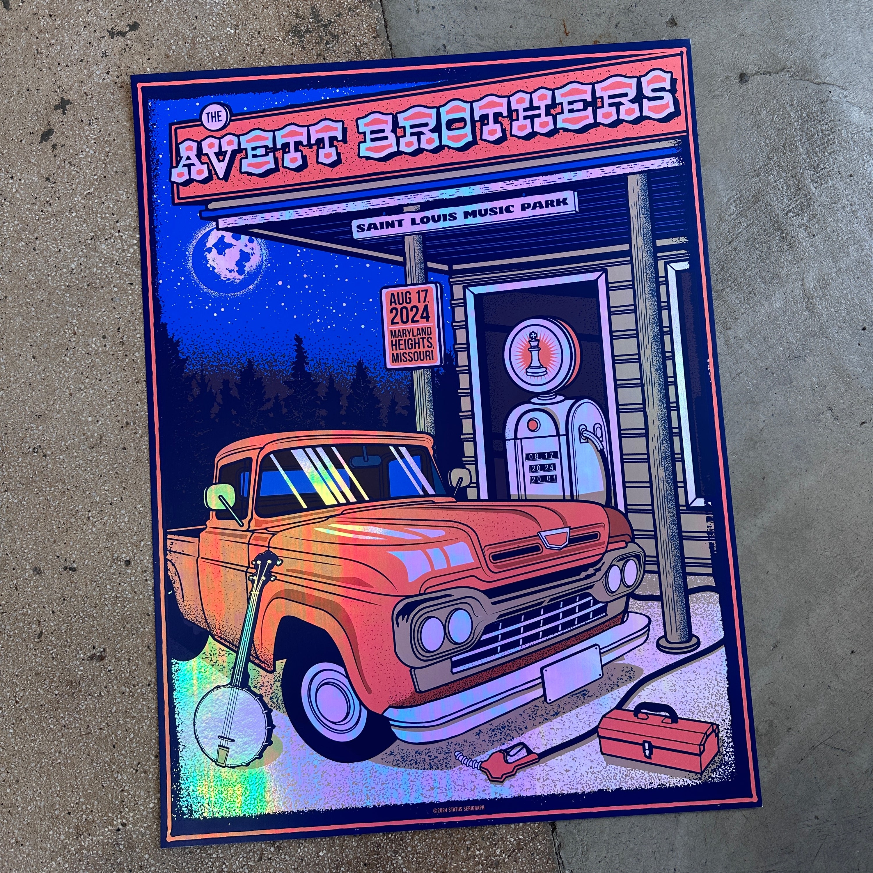 The Avett Brothers - Maryland Heights, MO (Oyster Pearl Iridescent foil)