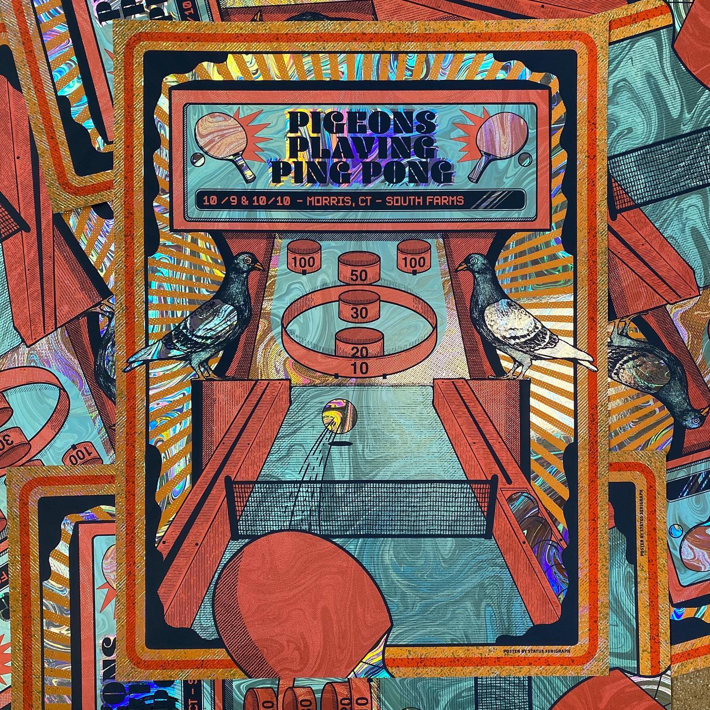 Pigeons Playing Ping Pong - South Farms 2020 (Swirl Foil)