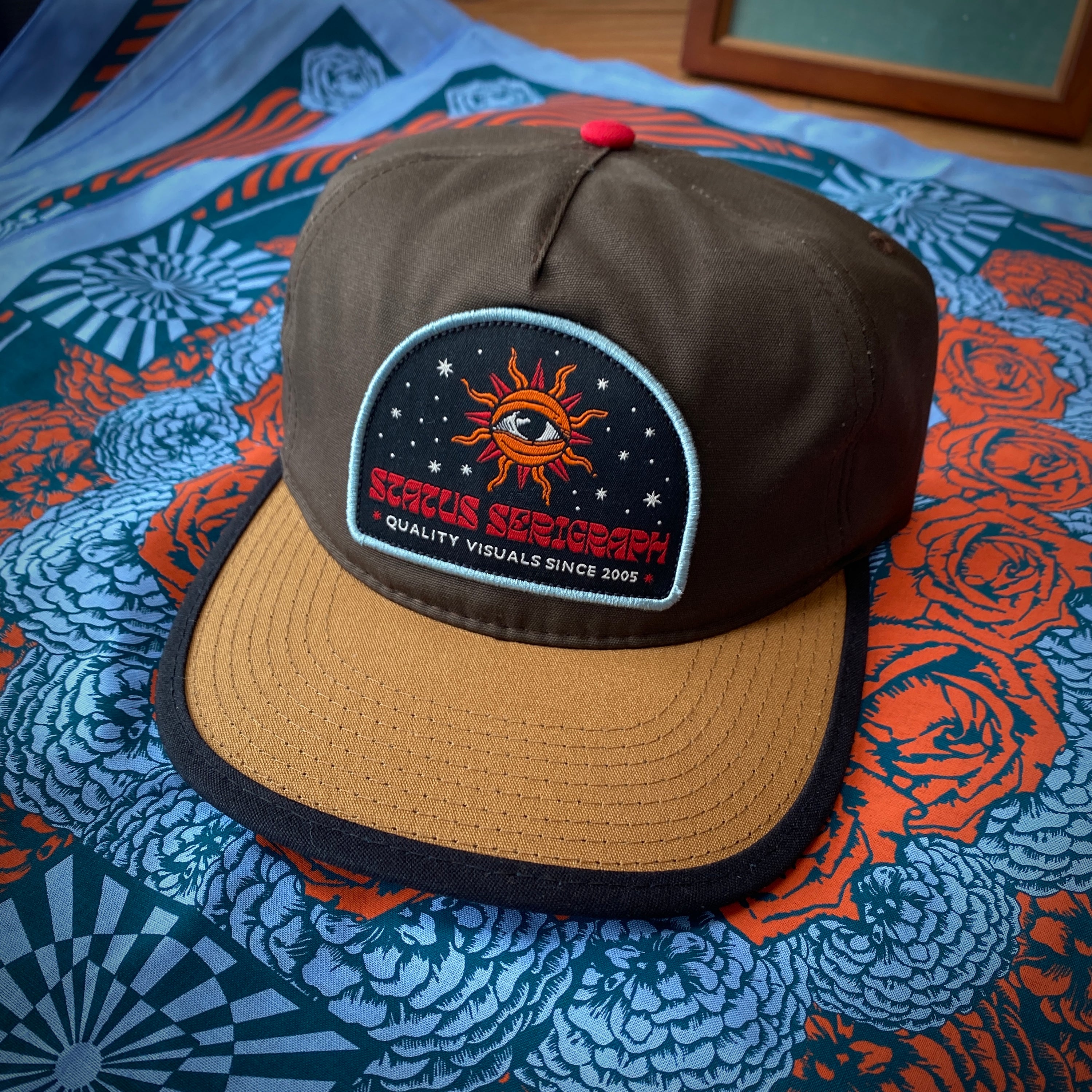 Sun Patch Snapback Hat - Brown