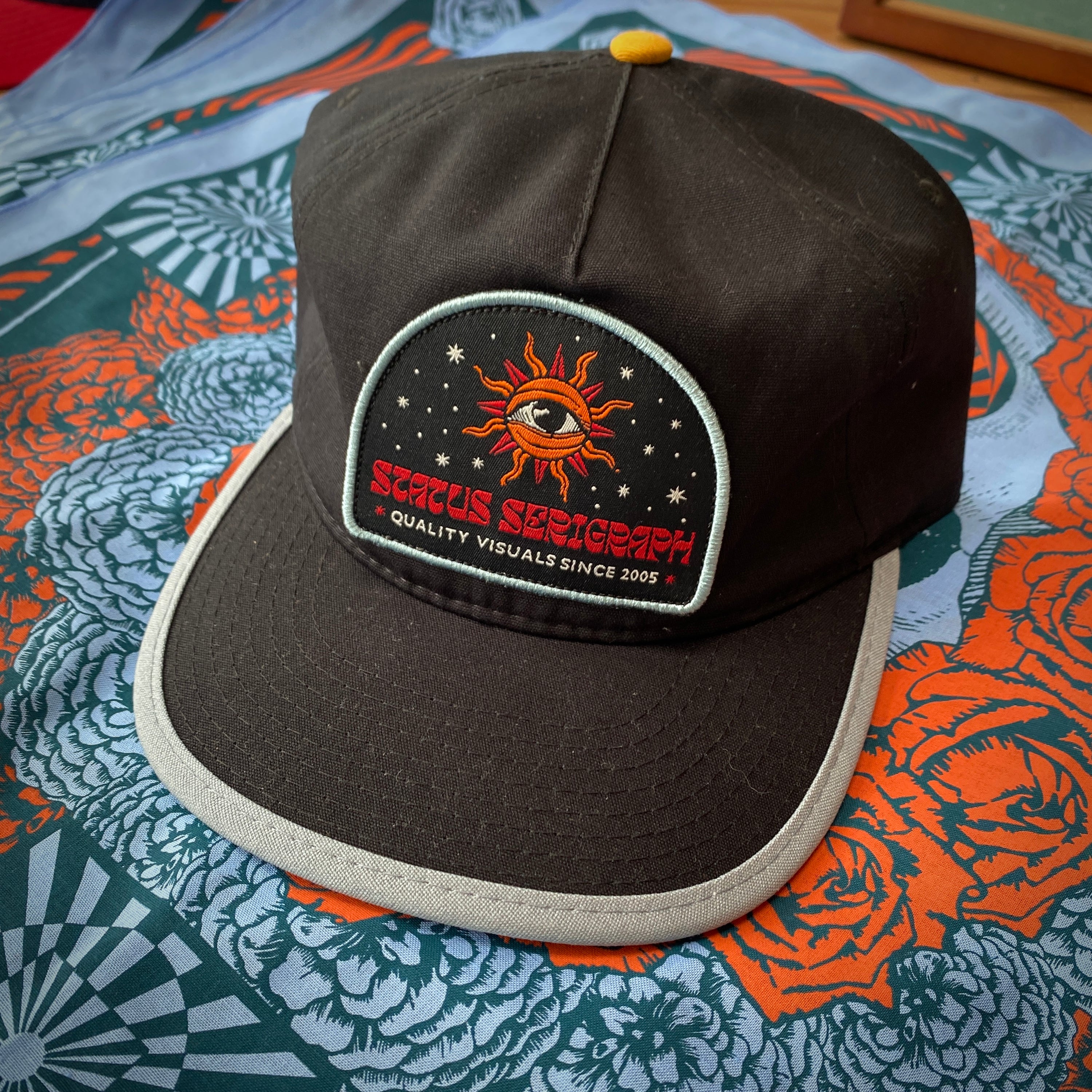 Sun Patch Snapback Hat - Black